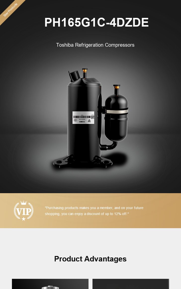 Toshiba Compressor PH165G1C-4DZDE, technical parameters pdf, structure diagram